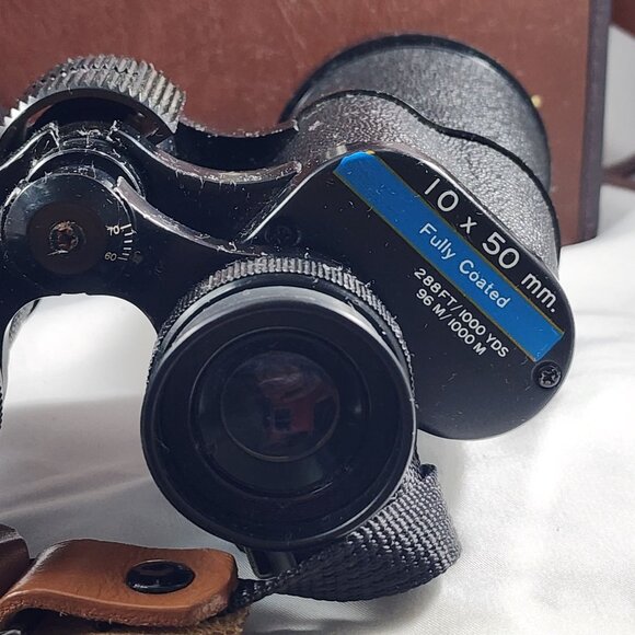 Tasco Zip Binoculars 10x50 Fully Coated w/ Leather Case & Olympus Camera Strap - Picture 3 of 11